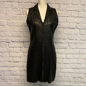 Tanya Collection Black Leather Sleeveless Dress Size M